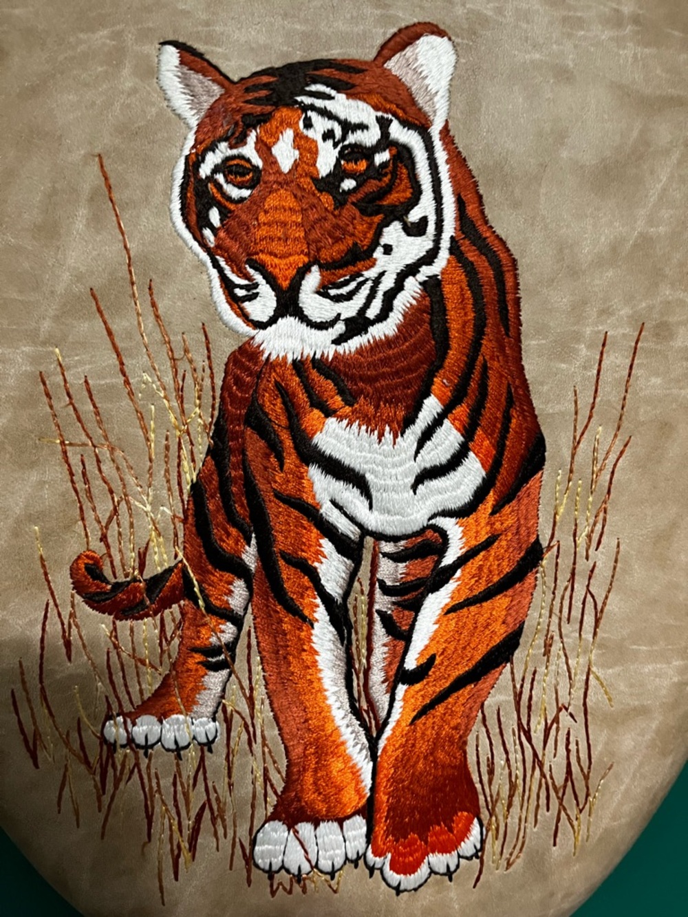 🐯VINTAGE🐯Crewel Art Embroidered Tiger Oval Toilet Seat